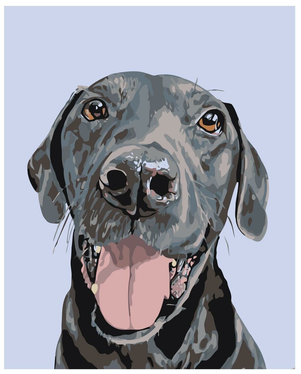 Картина по номерам, "Живопись по номерам", 48 x 60, A162, чёрный, собака, животное, порода, друг, язык, любопытный, Гончий пёс