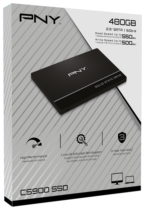 PNY CS900 Series SATA-III 480Gb 2,5", TLC, R550/W470 Mb/s, MTBF 2M (Retail) - фото №6