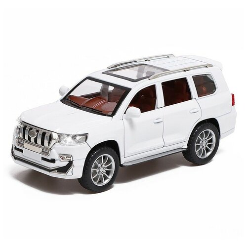 Машина металлическая TOYOTA PRADO, 1:24, открываются двери, капот, багажник цвет белый 9370512