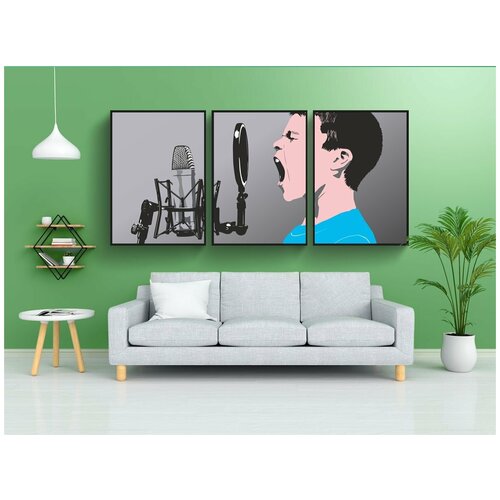 фото Набор модулных постеров для интерьера "микрофон, ребенок, векторный" 60x90 см. в тубусе, без рамки lotsprints