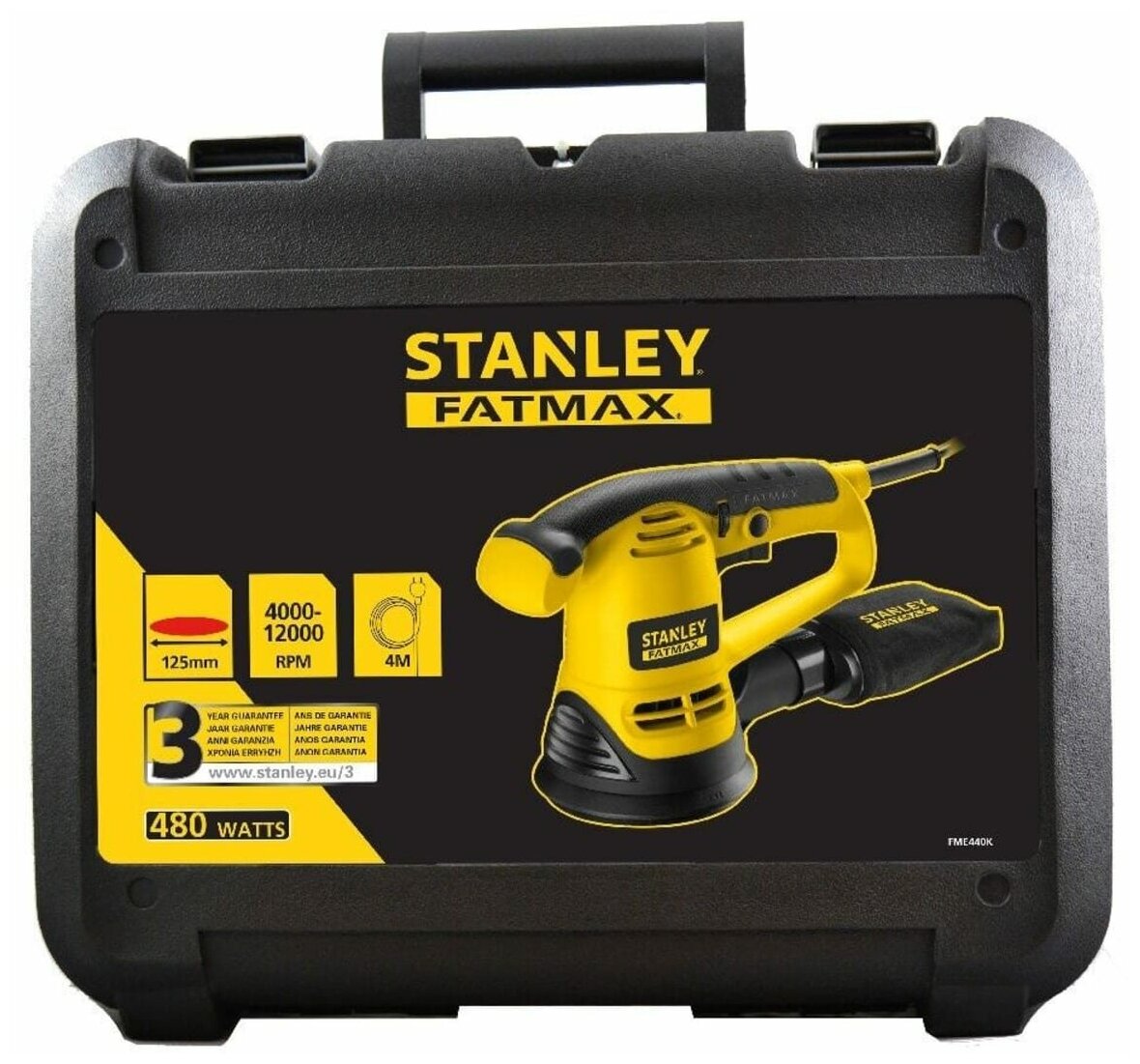 Эксцентриковая шлифмашина Stanley FME440K, кейс, 480 Вт, 12000 об/мин - фото №4
