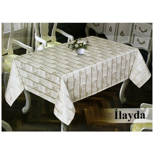фото Скатерть прямоугольная efor ilayda жаккард кофейный 160х220 efor (турция)