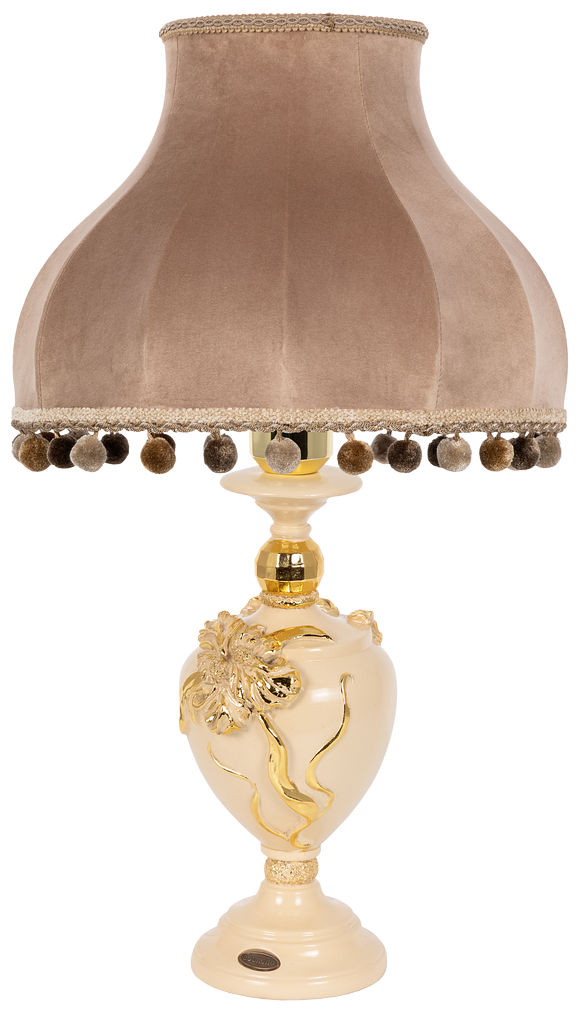 Настольная лампа BOGACHO Флер де Лис бежевая с темно-бежевым абажуром Классика