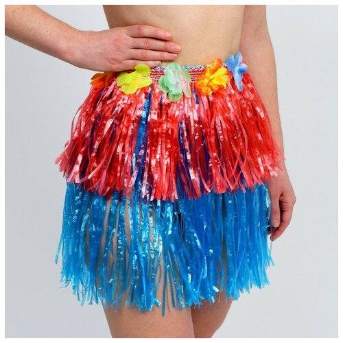 Гавайская юбка, 40 см, двухцветная красно-синяя гавайская юбка страна карнавалия разноцветная