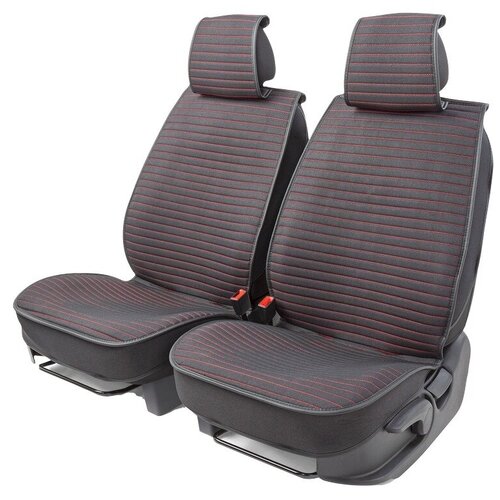 Накидки на передние сиденья Car Performance CUS-2022 BK/RD, 2 шт, алькантара, поролон 8 мм, чёрн./красный