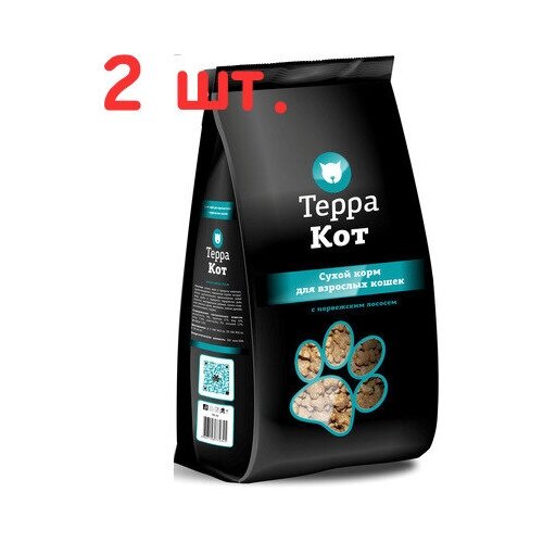 Терра Кот Для взрослых кошек с Норвежским лососем, 2,000 кг-2шт