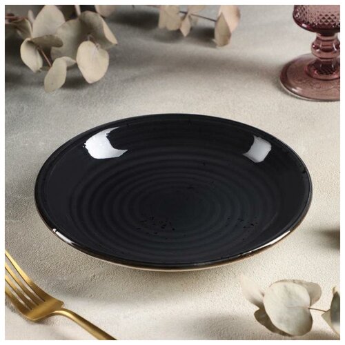 Тарелка глубокая Balance, 500 мл, 21 см, цвет чёрный, фарфоровые тарелки для сервировки