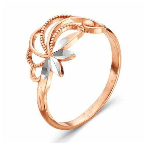 фото Кольцо "ива", позолота, 17,5 размер красная пресня