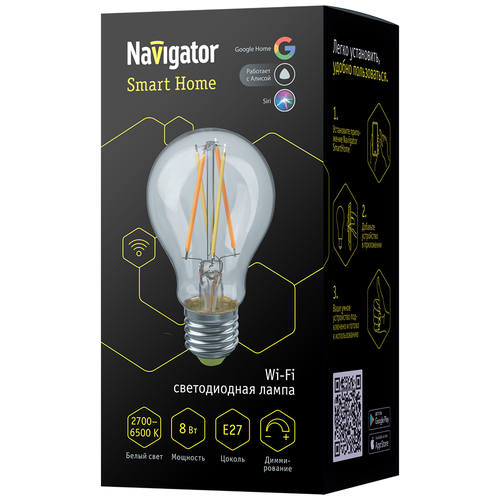 Умная лампа Navigator (филамент) 80 554 NLL-F-A60-8-230-WWW-E27-WIFI
