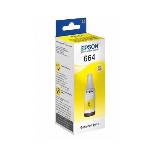 Картридж Epson 664 Y (T6644) для L100, L110, L120, L132, L200, L210, L222, L300, L312, L350, L355, L362, L366, L456, L550, L555, L566, L605, L655, L1300, L1455, жёлтый чернила черные ink mate для принтеров epson l100 l110 l120 l200 l210 l222 l300 l555 l566 l655 l1300 l3100 l3101 eim 200a black 500 гр