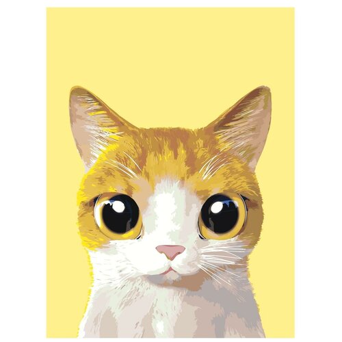 Картина по номерам, Живопись по номерам, 60 x 80, A547, рыжий котёнок, большие глаза, животное, портрет, изолированный фон картина по номерам живопись по номерам 60 x 80 a566 рыжий котёнок зелёные глаза бежевый фон животное
