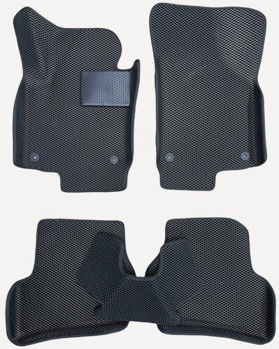 Изображение товара Автомобильные коврики ЕВА / EVA для Volkswagen Jetta V 2005-2011 / Фольксваген Джетта 5 / 3D 3д / с бортами / черный-черный + резиновый подпятник