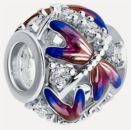 Изображение товара Шарм, серебро, 925 проба, родирование, эмаль, фианит