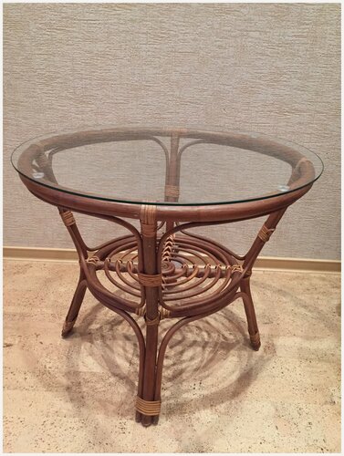 Изображение товара Стол из натурального ротанга Багама круглый, цвет миндаль матовый