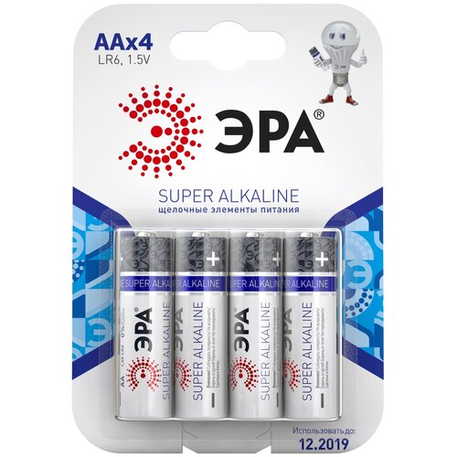 Элемент питания тип-АА(пальчиковая батарейка) 4BL (80/640/20480) 4шт/блистер ЭРА, цена указана за 1 батарейку.