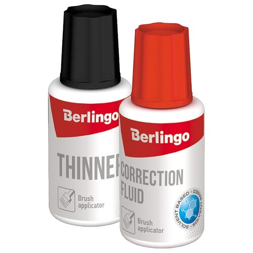 Berlingo Корректирующая жидкость Berlingo+разбавитель 2*20 мл, KR-230/251, 2 шт., белый