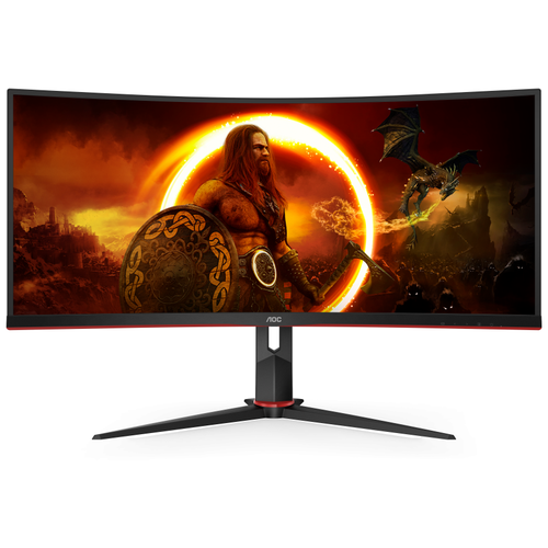 34 Монитор AOC CU34G2/BK, 3440x1440, 100 Гц, *VA, черный монитор 23 8 aoc 24g2sae 1920x1080 165hz va led 16 9 4ms vga freesync 2 hdmi 80m 1 178 178 350cd 3000 1 tilt black red