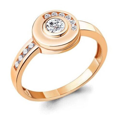 фото Кольцо из золочёного серебра aquamarine а68825а-п с фианитом diamant-online