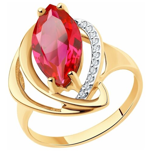 Кольцо Diamant, красное золото, 585 проба, фианит, корунд синтетический, размер 21, золото