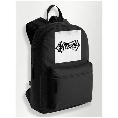Черный школьный рюкзак с DTF печатью музыка криптопсай Cryptopsy, Дэткор, авангард - 126