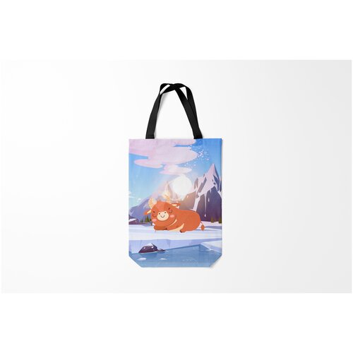 фото Сумка-шоппер / 31х42 см / праздники / новый год спящий бык 2021 burnettie