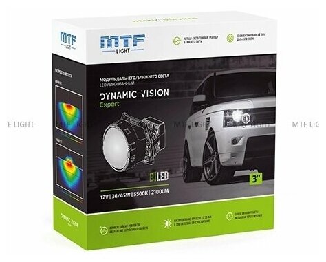 Светодиодные модули MTF Light линзованные Bi-LED серия DYNAMIC VISION Expert 5500К 3 дюйма 2шт.