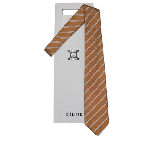 Оранжевый галстук с голубыми полосами Celine 70639