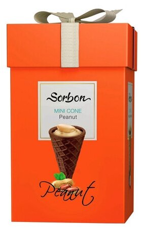 Набор конфет Sorbon Мини-рожок вафельный с какао Арахис и воздушные зерна, 200 г - фотография № 1
