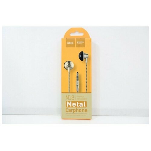 Hoco Наушники Hoco M18 проводные вкладыши микрофон jack 35 mm 12 м золотистые 79700₽
