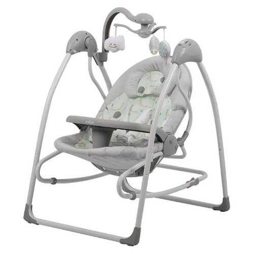 Электрокачели шезлонг Indigo FRESH для новорожденных, со столиком и музыкальным мобилем, бежевый