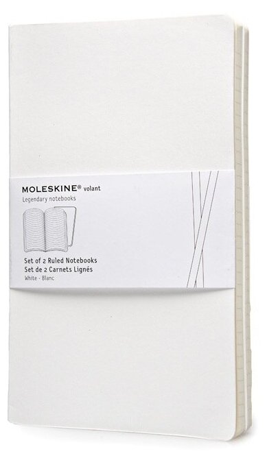 Записная книжка Moleskine Volant (в линейку, 2 шт.), Large (13х21см), белый