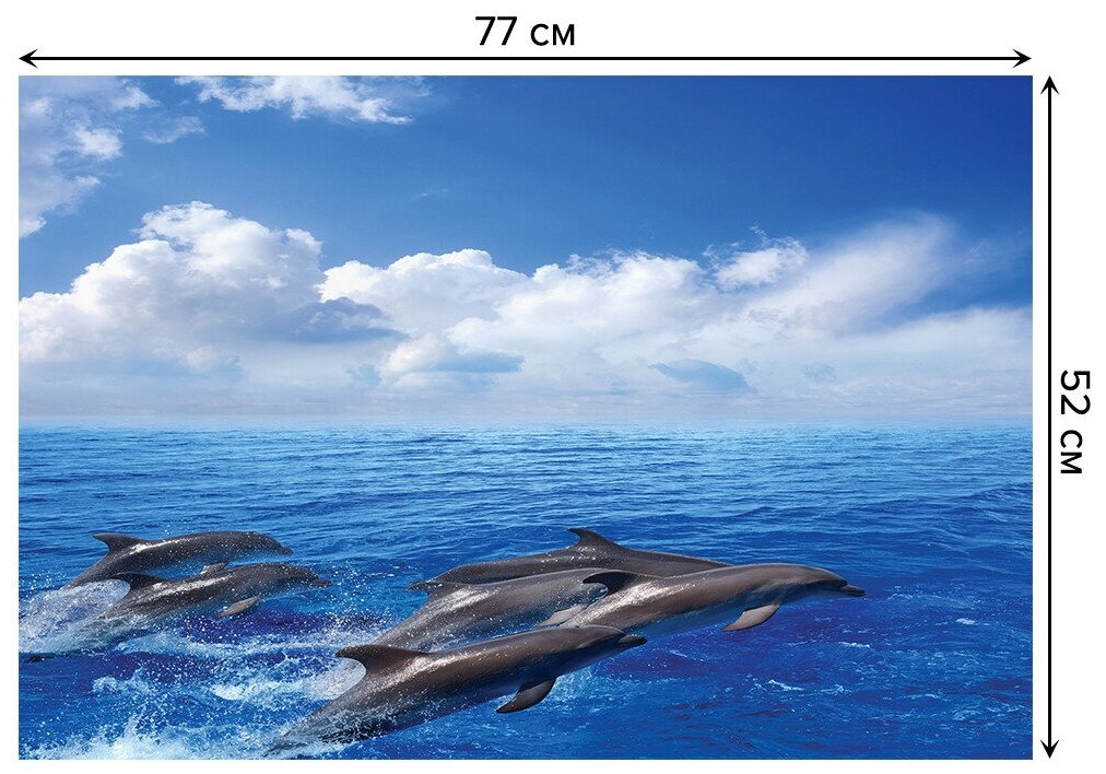 Коврик JoyArty противоскользящий "Прыгающие дельфины" для ванной, сауны, бассейна, 77х52 см