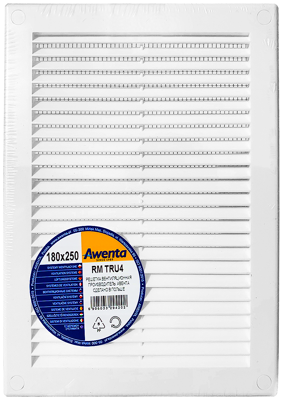 Решетка вентиляционная Awenta TRU4 180х250, с сеткой - фотография № 1