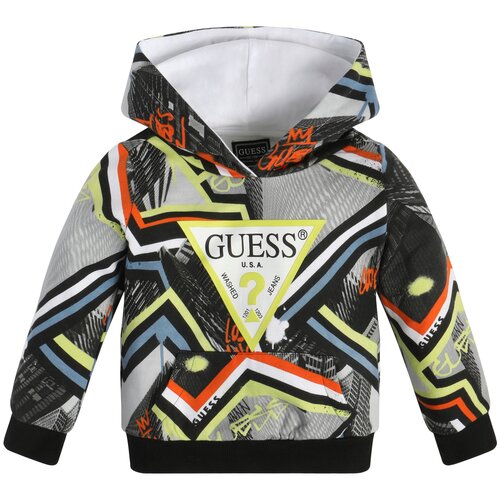 Толстовка GUESS, капюшон, карманы, размер 6, серый