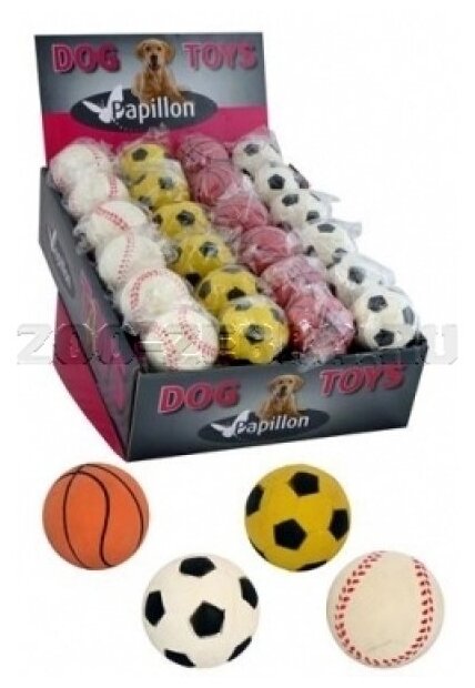 Papillon Игрушка для собак "Теннисный мяч", латекс, 6см (Sponge balls) 140034, 0,093 кг