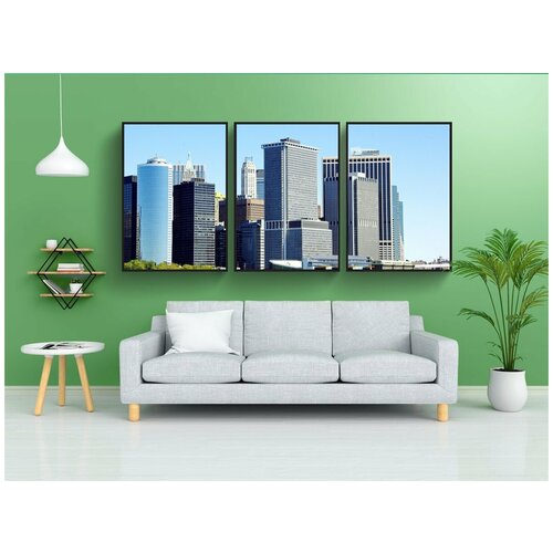фото Набор модулных постеров для интерьера "сша, нью-йорк, низкий манхэттен" 60x90 см. в тубусе, без рамки lotsprints