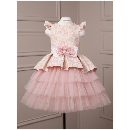 Платье с пышной юбкой из фатина для девочки на выпускной в детском саду, день рождения/розовый/размер 60 (рост 116)