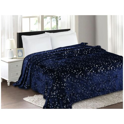 Юта-текс плед Wellsoft luxe 1,5-спальное Серебро Звезды, синий