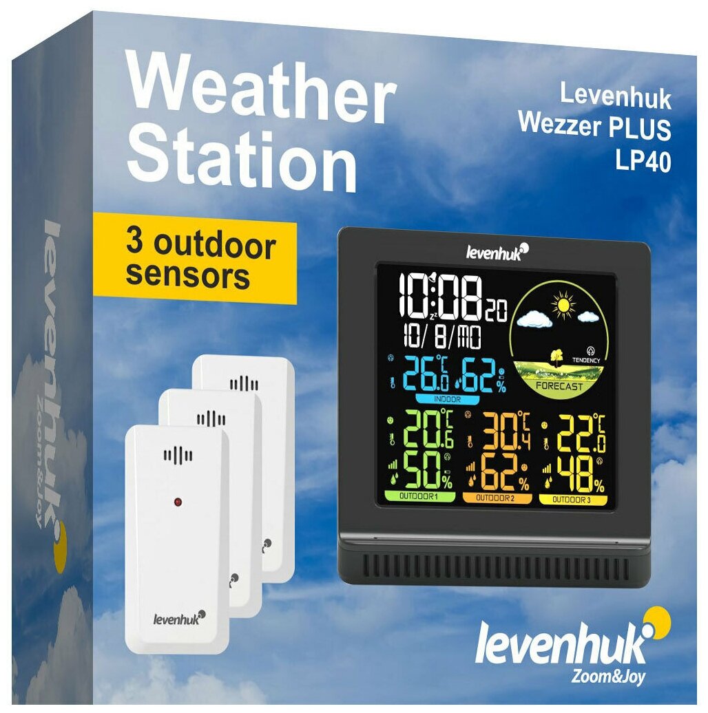 Метеостанция Levenhuk Wezzer PLUS LP40 / Термометр гигрометр комнатный с наружными датчиками. Метеостанция. - фотография № 2