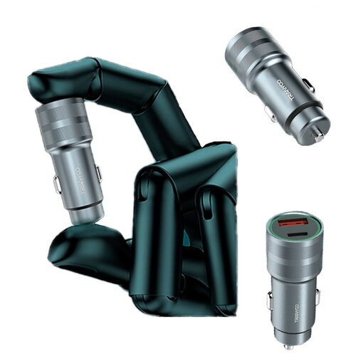 Автомобильное быстрое зарядное устройство в прикуриватель USB + Type C / Универсальный адаптер Quick Charge 3.0 + Power Deliver 20W GCR