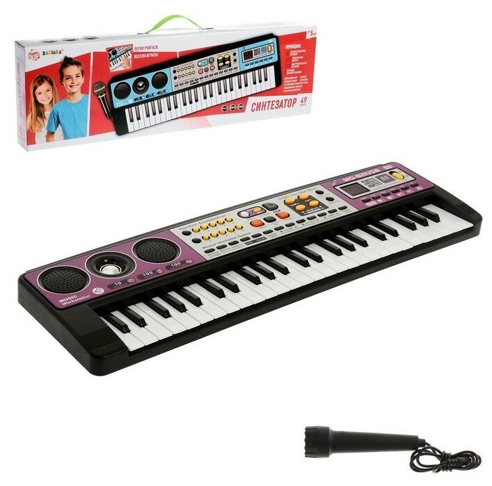 ZABIAKA Синтезатор «Музыкальный взрыв», 49 клавиш, c USB, работает от батареек и от сети