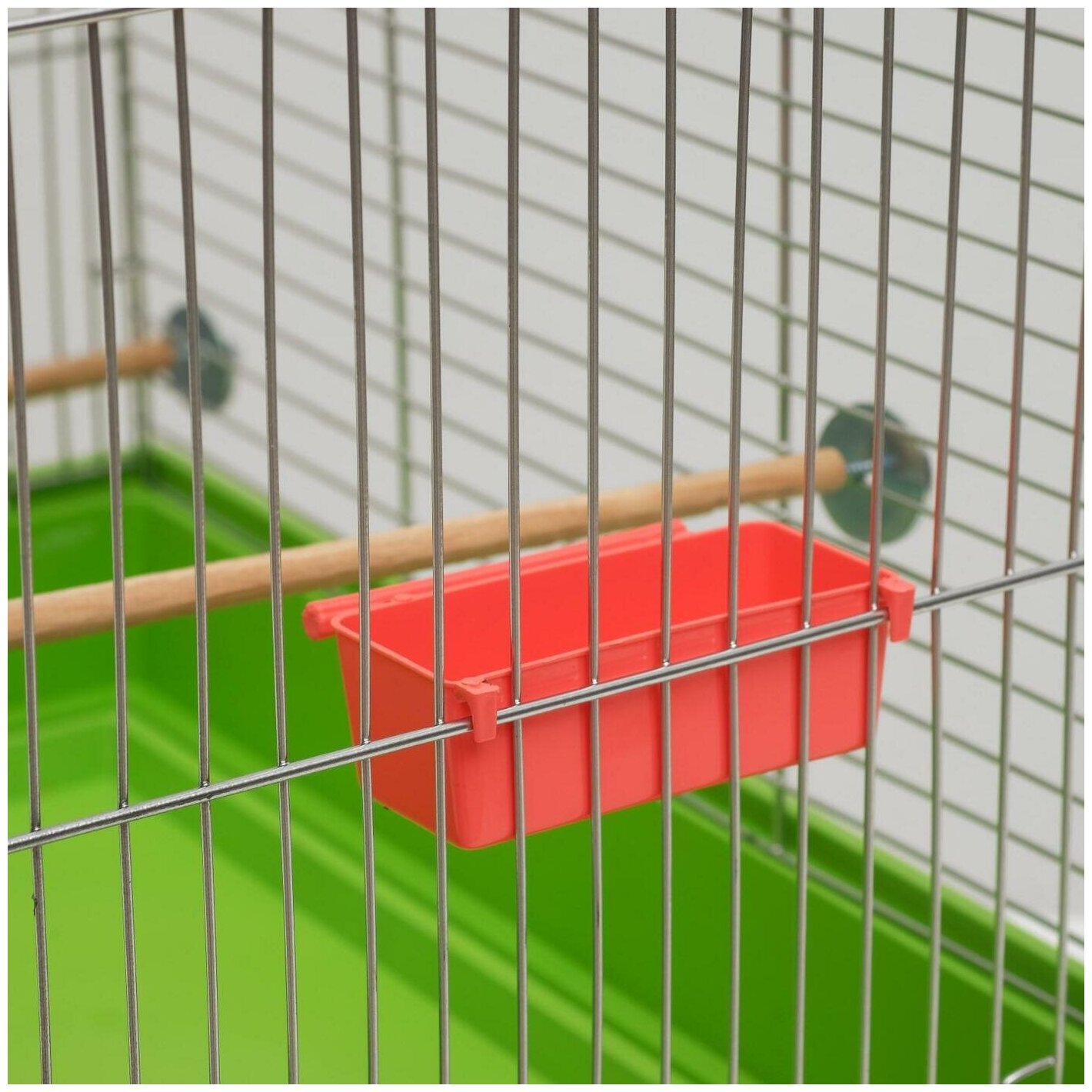 Клетка для птиц "Пижон" №101, цвет хром , укомплектованная, 41 х 30 х 65 см, зеленый микс 5076205 - фотография № 4