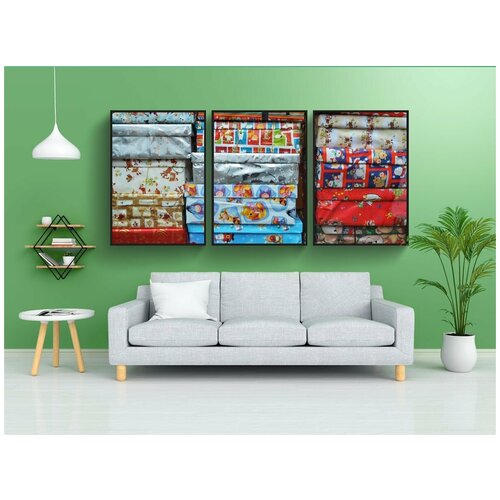 фото Набор модулных постеров для интерьера "сюрпризы, подарки, рождество" 60x90 см. в тубусе, без рамки lotsprints