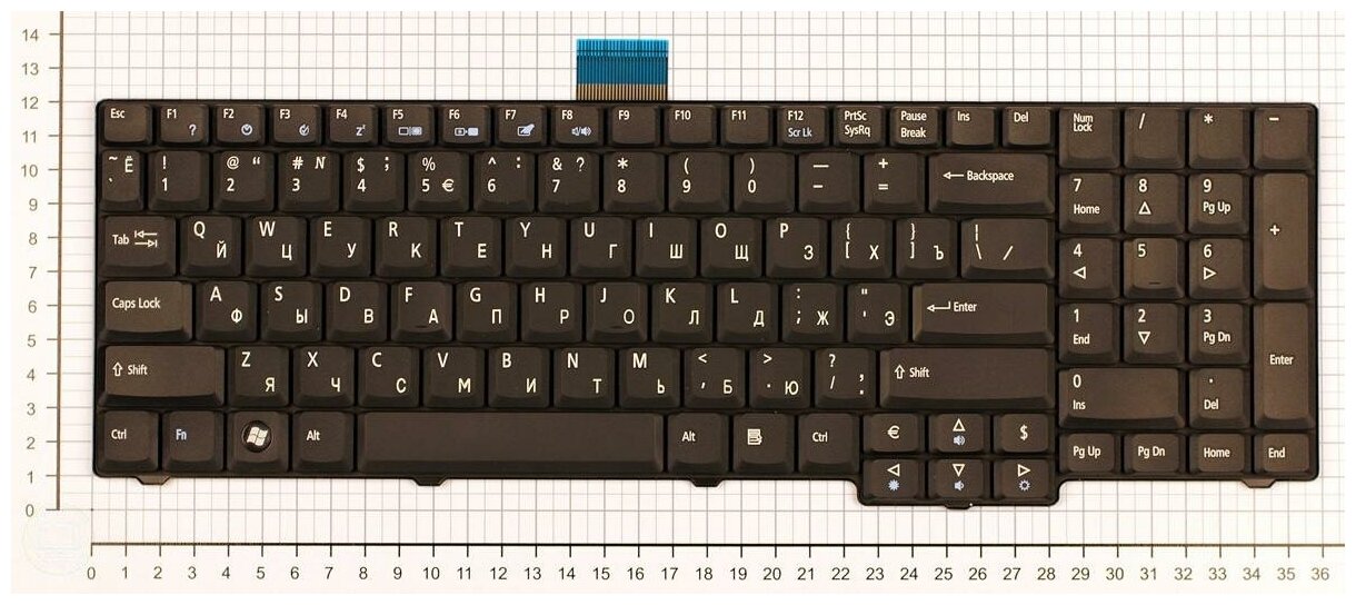 Клавиатура для ноутбука Acer AEZY6700010 Черная длинный шлейф