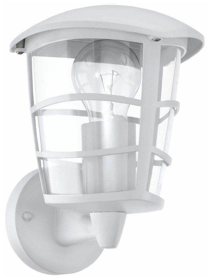 Уличный светильник настенный ALORIA, 1х60W(E27), H225, алюминий, белый/пластик прозрачный
