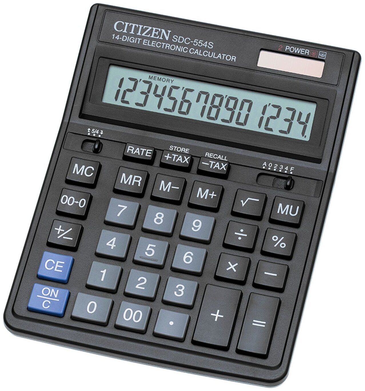 Калькулятор CITIZEN SDC-554S, 14-разрядный, черный