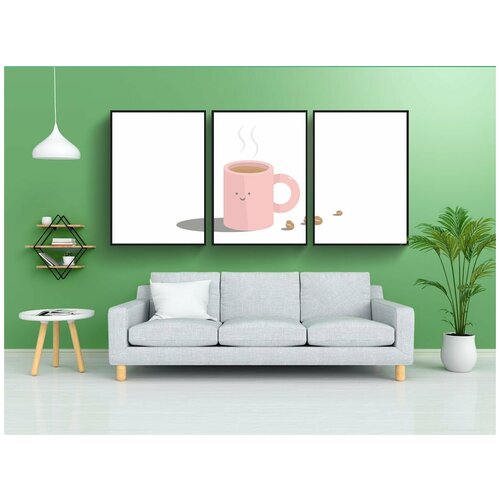 фото Набор модулных постеров для интерьера "кофе, чашка кофе, чашка" 60x90 см. в тубусе, без рамки lotsprints
