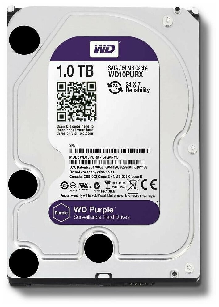 1 ТБ Внутренний жесткий диск WD Purple (WD10PURZ)