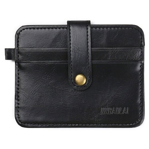 фото Тонкий кошелек на кнопке, экокожа, черный meleon