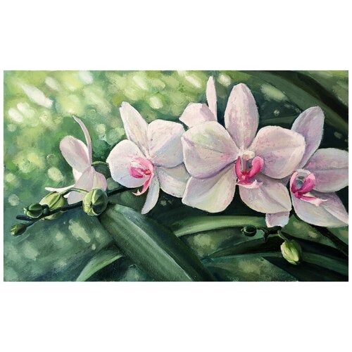 фото Картина на холсте маслом "орхидеи" 24 x 39 см. автор: маслова ольга (багетная рама в подарок) бачетта